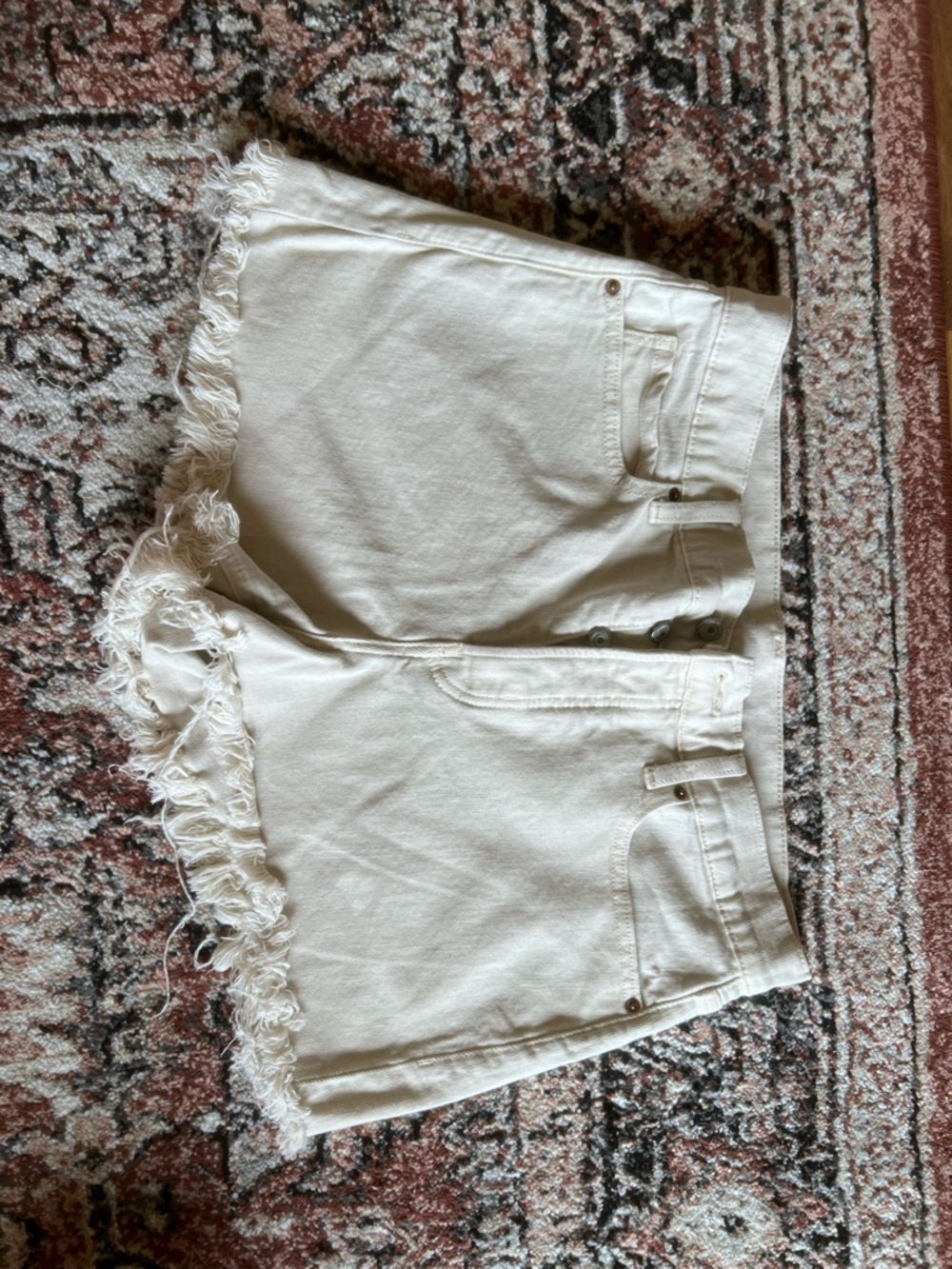 Old Navy Cream Frayed Hem Denim Shorts